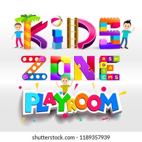   Playroom logo design. Children Playground. Colorful logos. Vector illustration. Isolated on white background.