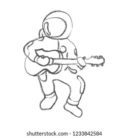 Аstronaut plays guitar without background