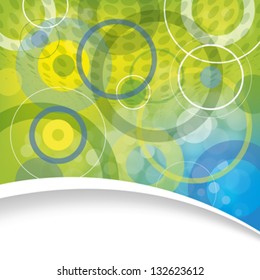 Plays large and small green circles on a blue background.