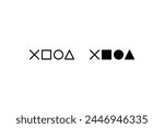playstation cross, triangle, square, circle design game symbols icons on white background