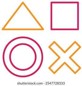 PlayStation Cruz, triángulo, cuadrado, círculo de diseño de símbolos del juego iconos sobre fondo blanco
