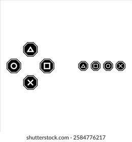playstation cross, triangle, square, circle design game symbols icons on white background
