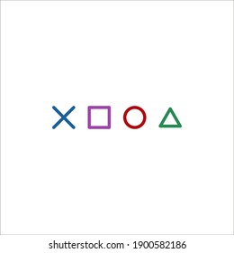 playstation glitch cross triangle square circle design game symbols icons on white background