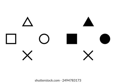 playstation glitch cross triangle square circle design game symbols flat illustration on white background