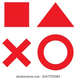 playstation glitch cross triangle square circle design game symbols icons color editable