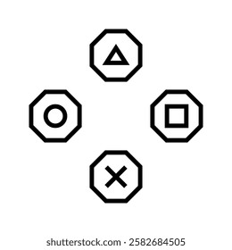 playstation glitch cross triangle square circle design game symbols icons on white background