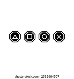 playstation glitch cross triangle square circle design game symbols icons on white background