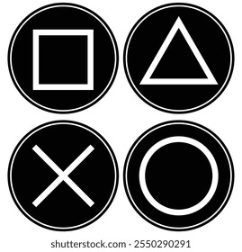 Icono de Playstation. cruz de playstation, triángulo, cuadrado, círculo de diseño de símbolos del juego. icono del juego. Ilustración vectorial sobre fondo aislado eps 10.