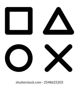 Playstation Icon Game. playstation kruis, driehoek, vierkant, cirkel ontwerp spel symbolen. Spel icoon ontwerp op witte achtergrond. Logo illustratie voor zakelijke doeleinden.