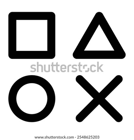 Playstation Icon Game. playstation cross, triangle, square, circle design game symbols. Game icon design on white background. Logo illustration for business purposes.