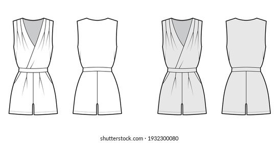 Jumpsuit Fashion Flat Sketch Template Stock Vector (Royalty Free ...