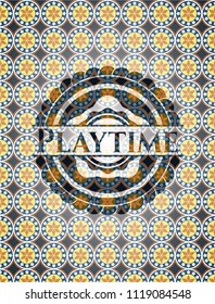 Playtime arabesque badge. arabic decoration.