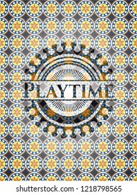 Playtime arabesque emblem. arabic decoration.