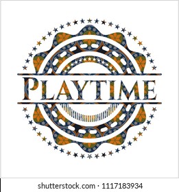 Playtime arabesque style emblem. arabic decoration.