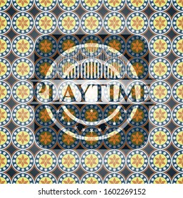 Playtime arabic style emblem. Arabesque decoration.