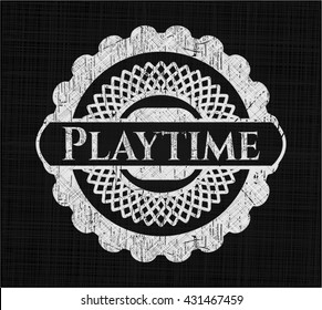 Playtime chalk emblem, retro style, chalk or chalkboard texture