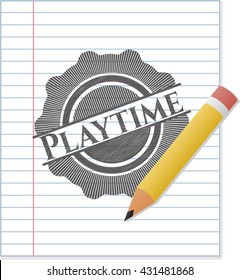 Playtime emblem drawn in pencil