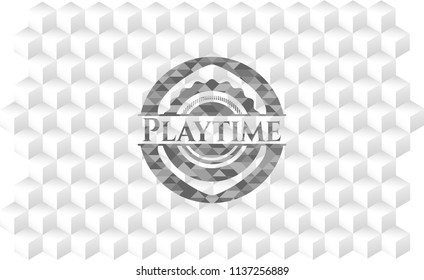 Playtime grey emblem with cube white background