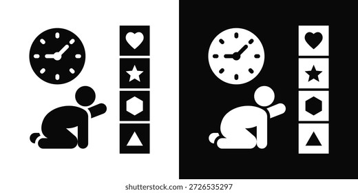 Estilo de fondo blanco y negro del icono del tiempo de juego