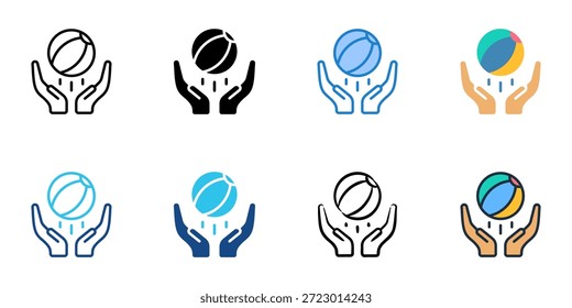 Playtime icons set multiple style collection. Editable stroke 
