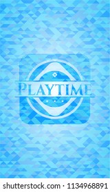 Playtime light blue emblem with mosaic background