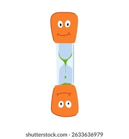 playtime sand timer kids cartoon. learning fun, visual tool, patience focus playtime sand timer kids sign. isolated symbol vector illustration