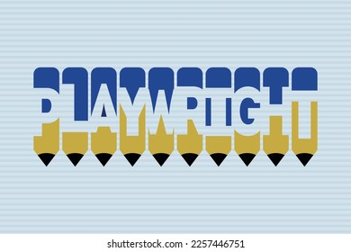 Playwright text with Pen symbol creative ideas design, vector illustration graphic design. Playwright typography negative space word in pencil vector illustration.