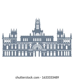 plaza de cibeles landmark of madrid in spain, vector illustration