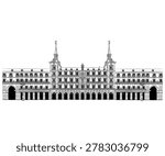 Plaza Mayor Madrid Spain España bw Illustration