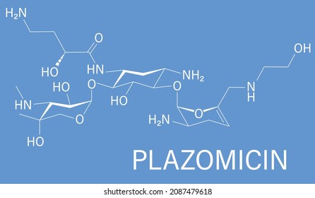 Plazomicin antibiotic drug molecule (aminoglycoside class). Skeletal formula.