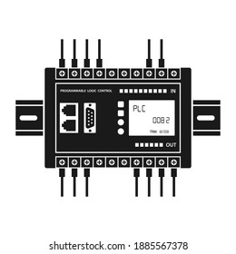 PLC Computer, programmable logic controller, electrical Circuits, fiat icon design, illustration, isolated on white background - Vector