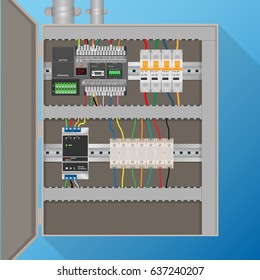 PLC Control system in electric cabinet industry instrument wire