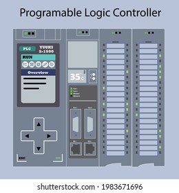 PLC With Ethernet Flat Design