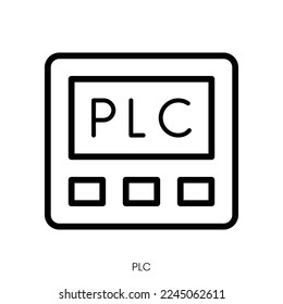 PLC-Symbol. Line Art Design einzeln auf weißem Hintergrund