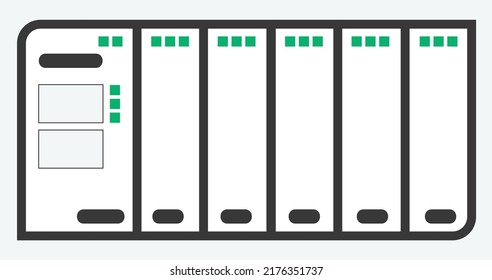 PLC Programable Logic Controller With Input and Output Flat Design