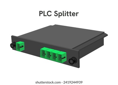 PLC Splitter 1-4 with connector SC APC. Passive optical network. Fiber optic splitter single mode.