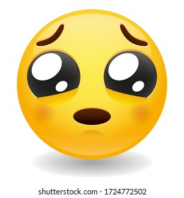 Pleading Emoji Kawaii Face. Loving gesture Vector Design Art Trendy Communication. Chat Elements furrowed eyebrows.