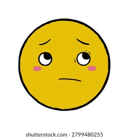 Pleading Sad Face Emoji - Hand Drawn
