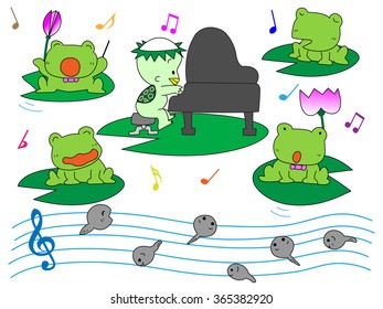 Pleasant chorus of the frog.A pianist is a kappa appearing in the Japanese folktale.