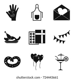 Pleasant evening icons set. Simple set of 9 pleasant evening vector icons for web isolated on white background