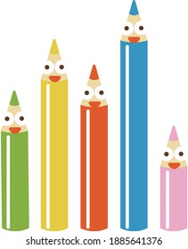 Pleasant friends of five colored pencils