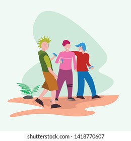 Pleasant friendship. flat design, simple color and clasic