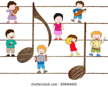 Pleasant music presentation of children