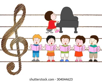 Pleasant music presentation of children