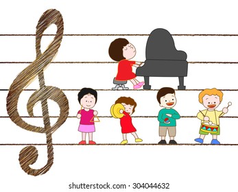 Pleasant music presentation of children