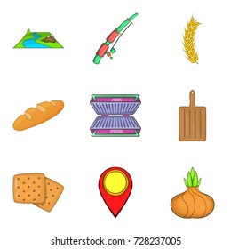 Pleasant rest icons set. Cartoon set of 9 pleasant rest icons for web isolated on white background