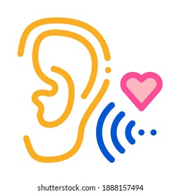 Angenehmer Sound für Ohrsymbol-Vektorgrafik. Umreißen Sie angenehmes Geräusch für das Ohrzeichen. Illustration des isolierten Stumpfsymboles