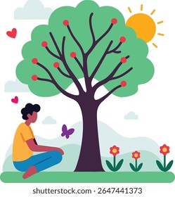 Un agradable Vector sobre la salud mental y la tranquilidad. Una colorida Imagen de Vector para usar en proyectos de Diseño gráfico relacionados con la salud mental u otros según las necesidades.