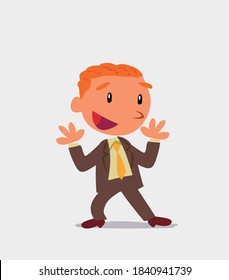 Pleasantly surprised cartoon character of businessman