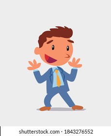 Pleasantly surprised cartoon character of businessman